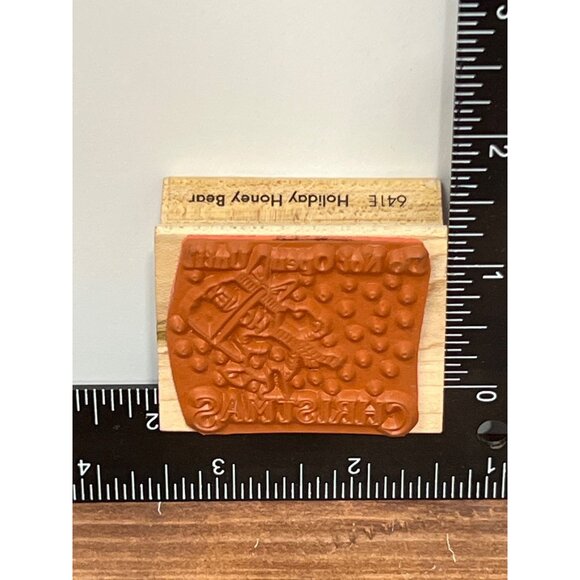 1988 Christmas Rubber Stamp Do Not Open Until Christmas HOLIDAY HONEY BEAR 641E - Picture 2 of 5